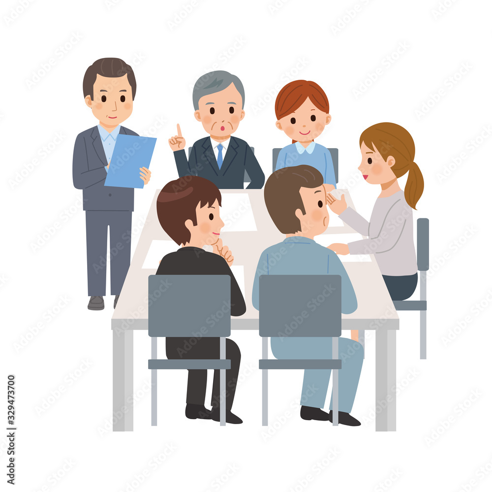 研修をする人々 ディスカッション 討論 イラスト Stock Vector | Adobe Stock, image size:1000x1000