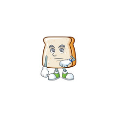 Canvas Print - A cartoon icon of slice of bread with waiting gesture