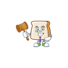 Canvas Print - Slice of bread wise judge cartoon character design with cute glasses