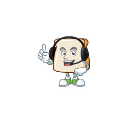 Sticker - An attractive slice of bread mascot character concept wearing headphone