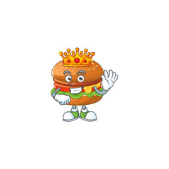 Wall Mural - A Charismatic King of hamburger cartoon character design