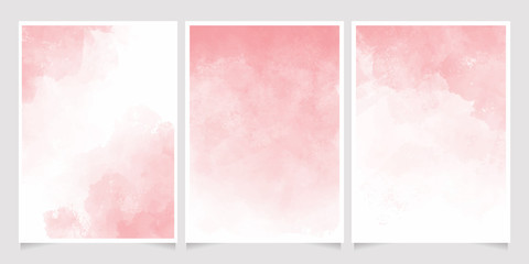 pink watercolor wet wash splash 5x7 invitation card background template collection
