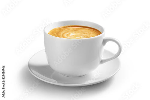 Cup of coffee latte isolated on white backgroud with clipping path Tableau sur Toile