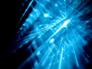 Poster - Abstract blue on black background element. Fractal graphics 3d illustration. Science or technology concept.