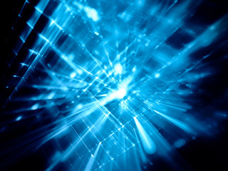 Poster - Abstract blue on black background element. Fractal graphics 3d illustration. Science or technology concept.