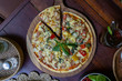 © Tamba - Delicious, freshly cooked pizza photographed from above.