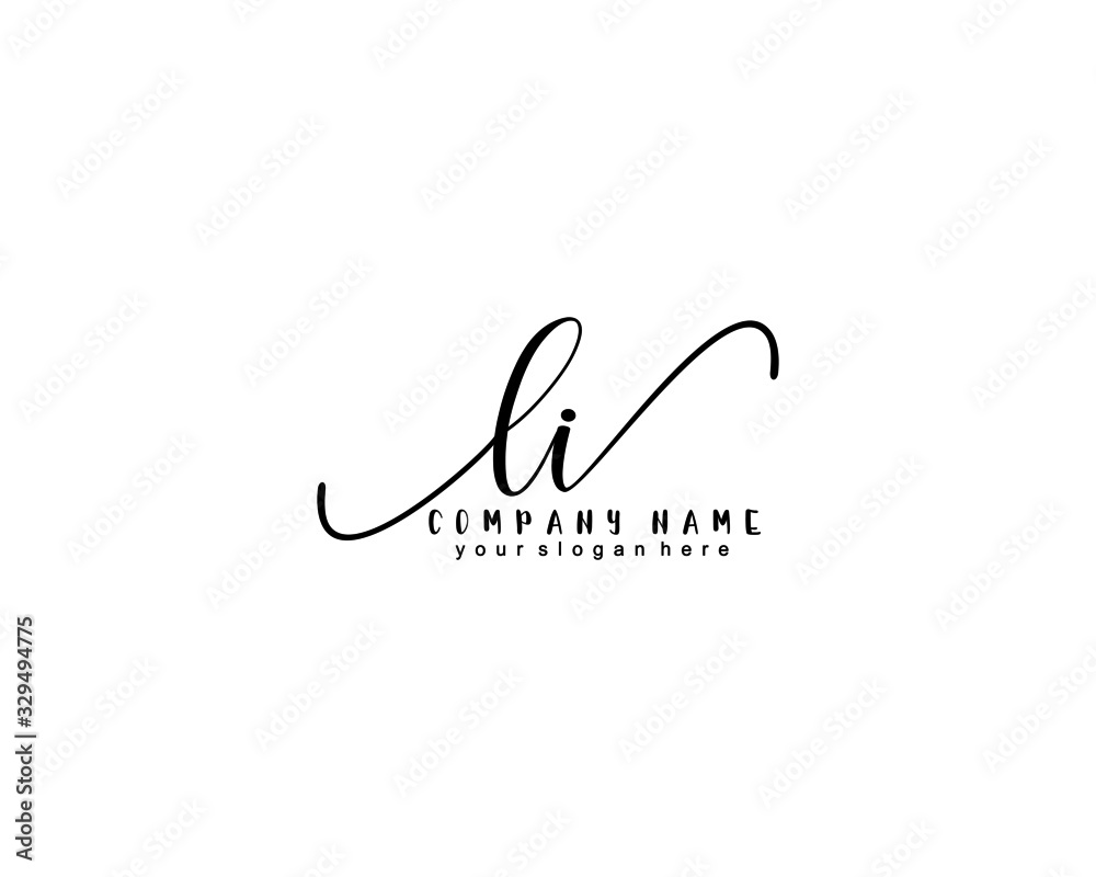 Letter LI handwrititing logo with a beautiful template - obrazy, fototapety, plakaty 