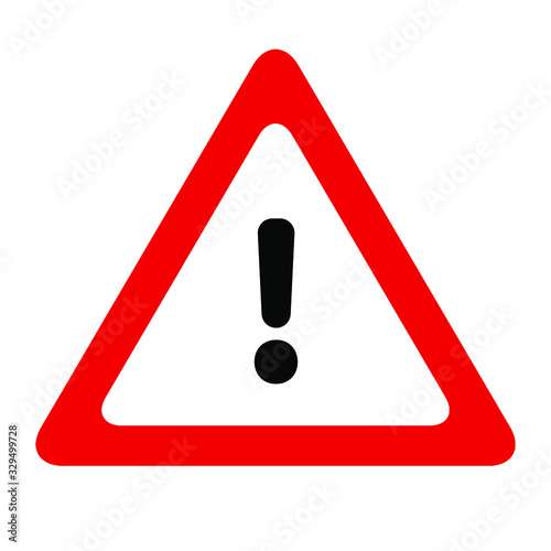 Fotomural warning attention sign isolated on white