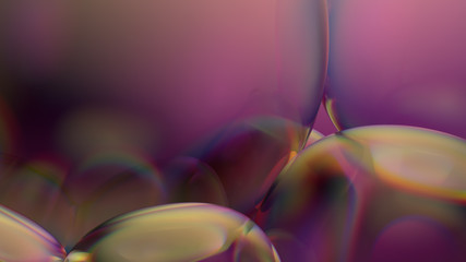 Poster - Beautiful 3d render of bubbles with abstract reflections. Flow modern colors. Smooth round shapes.