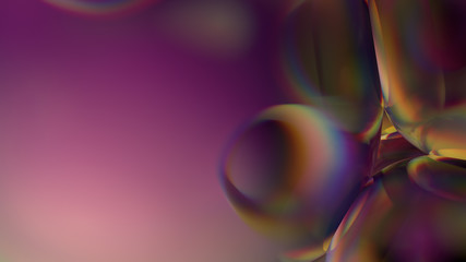Poster - Beautiful 3d render of bubbles with abstract reflections. Flow modern colors. Smooth round shapes.