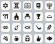 © Bakai - Judaism Religion & Religious Items Icons Black & White Flat Design Set Big