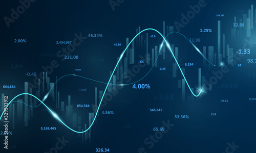 Cuadros en Lienzo stock market, economic graph with diagrams, business and financial concepts and