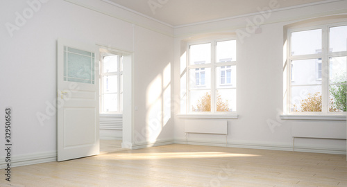 Fotomural Empty renovated apartment - panoramic 3d visualization