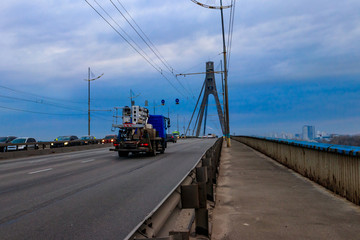 North bridge (Moscow bridge) across the Dnieper river in Kiev, Ukraine