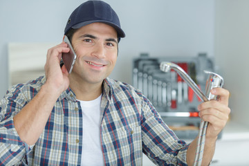 a plumber on the phone