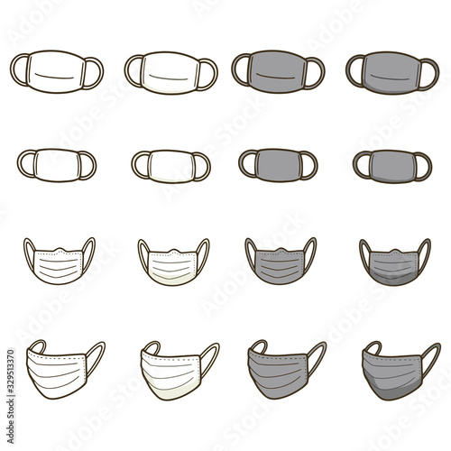 いろいろなマスクのイラストセット Stock Vector Adobe Stock