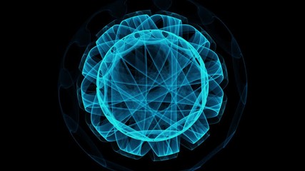 Wall Mural - slowly rotating abstract circular geometric mathematical patten on black