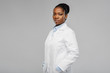 © Syda Productions - medicine, profession and healthcare concept - african american female doctor or scientist in white coat over grey background