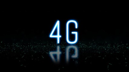 Poster - 4G neon with sparkling light signage random opening. footage typographic title for mobile technology and network.