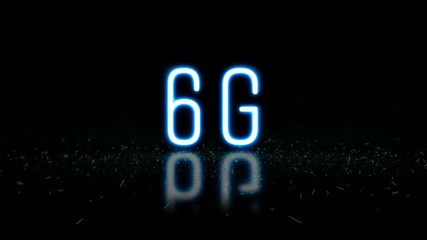 Poster - 6G neon with sparkling light signage random opening. footage typographic title for mobile technology and network.