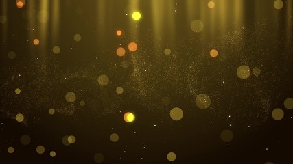 Wall Mural - gold abstract particle flow award presentation with glitter effect on dark simple elegant fluid back