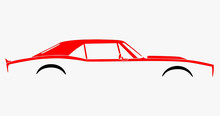 Illustration Of Old American Car On White Background