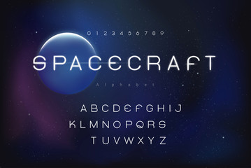 Leinwandbilder - Futuristic outer space theme alphabet font set