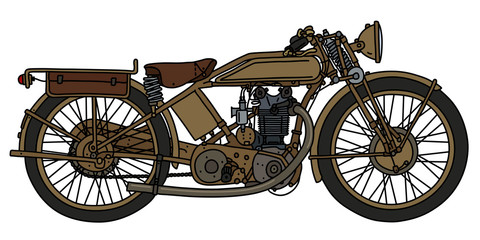 Wall Mural - The hand drawing of a vintage sand military motorcycle