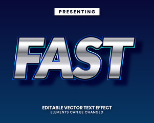 Poster - Blue Silver shiny metal Editable movie text effect