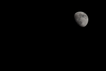 Wall Mural - Closeup of a Three Quarter Moon in a Black Sky