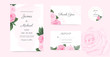 wedding invitation card tepink rose floral watercolor background template