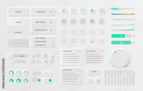 Fotomural Very high detailed white user interface pack for websites and mobile apps, vecto