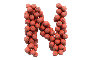 Wall Mural - Letter N from basketball balls, 3D rendering