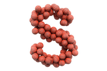 Poster - Letter S from basketball balls, 3D rendering