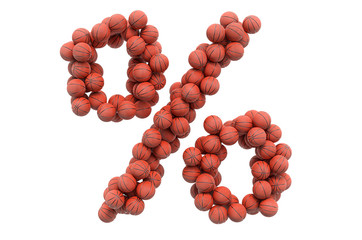 Wall Mural - Percent sign from basketball balls, 3D rendering