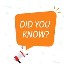 Poster - did you know info message help bubble speech or question advice element from loudspeaker isolated ve