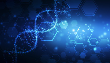 DNA structure, abstract medical and health care background, Abstract technology science concept DNA futuristic on hi tech blue background 