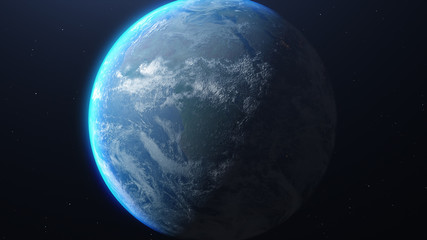 Wall Mural - planet earth in space haze. lights of night cities of awakening cities. elements of this image furni
