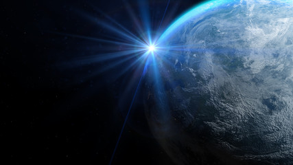 Wall Mural - Blue sunrise, view of earth from space. Elements of this image furnished by NASA.