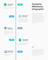 Aufkleber - Modern business infographic for company milestones timeline template with flat icons. Easy to use for your website or presentation.