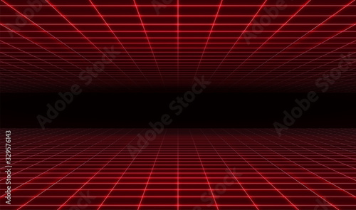 Cuadros en Lienzo Abstract retro futuristic red laser grid background