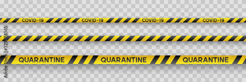 Fotografía Warning coronavirus quarantine yellow and black stripes