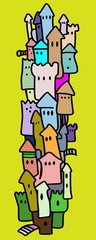  town style line art in color