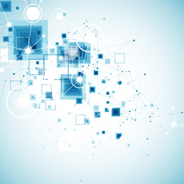 Template for science and technology presentation. Plexus style background.