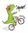 Dinosaur on bicycle. vector shirt print design