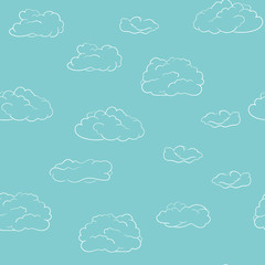 Canvas Print - Seamless clouds background vector pattern hand drawn simple