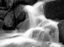 Black And White Shot Of Waterfall, Wyming Brook, Sheffield, Yorkshire