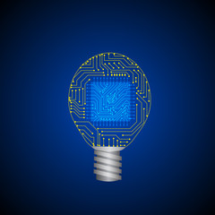 Fototapete - Vector : Electronic chip and circuit inside lightbulb