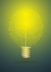 Fototapete - Vector : Electronic circuit inside lightbulb