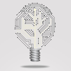 Fototapete - Vector : Electronic circuit inside lightbulb
